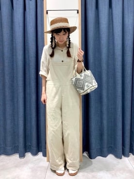 「Samansa Mos2 blue（サマンサモスモスブルー）のアイテム（オールインワン・サロペット）」を使った、さ や か  ☺︎さん（レディース・160cm）の春コーディネート