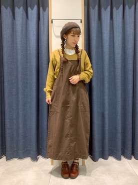 「Samansa Mos2 blue」｜「アイテム（ハンチング/ベレー帽）」を使った、さ や か  ☺︎さん（レディース・160cm）の秋コーディネート