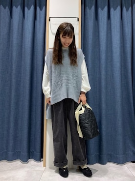 「サックスブルー」｜「アイテム（その他シューズ）」を使った、さ や か  ☺︎さん（レディース・160cm）の秋コーディネート