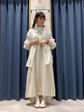 「USAコットン」｜「アイテム（ジャンパースカート）」を使った、さ や か  ☺︎さん（レディース・160cm）の春コーディネート