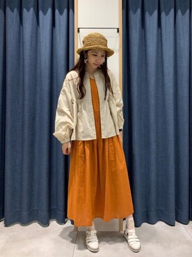 「Samansa Mos2 blue（サマンサモスモスブルー）のアイテム（ワンピース、オレンジ系）」を使った、さ や か  ☺︎さん（レディース・160cm）の夏コーディネート