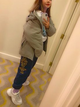 「WILD THINGS（ワイルドシングス）のアイテム（ダウンジャケット/コート）」を使った、NATSUMIさん（レディース・153cm）の秋コーディネート