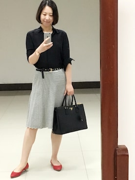 「ECCO（エコー）のアイテム（シューズ）」を使った、春日桑拓さん（レディース・170cm）の春コーディネート