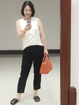 「Acne Studios（アクネストゥディオズ）のアイテム（サンダル）」を使った、春日桑拓さん（レディース・170cm）の夏コーディネート