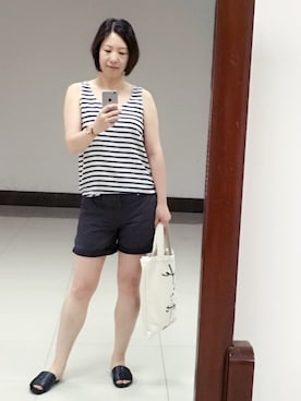 「Acne Studios（アクネストゥディオズ）のアイテム（サンダル）」を使った、春日桑拓さん（レディース・170cm）の夏コーディネート