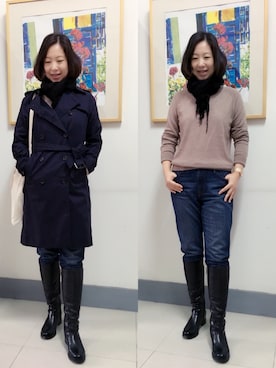 「Le Saundaのアイテム」を使った、春日桑拓さん（レディース・170cm）の秋コーディネート