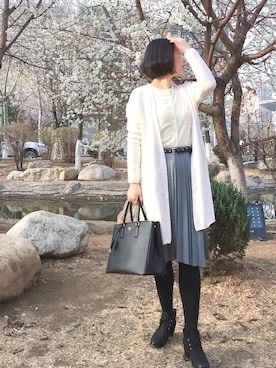 「Le Saundaのアイテム」を使った、春日桑拓さん（レディース・170cm）の春コーディネート