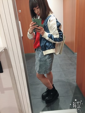 「one way（ワンウェイ）のアイテム（スタジャン）」を使った、▷あかり◁さん（レディース・146cm）の春コーディネート