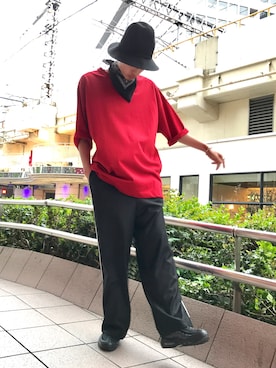 「Yohji Yamamoto（ヨウジヤマモト）のアイテム（帽子）」を使った、よしきさん（メンズ・173cm）の春コーディネート