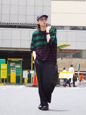 「ラップパンツ」｜「アイテム（スラックス）」を使った、よしきさん（メンズ・173cm）の夏コーディネート
