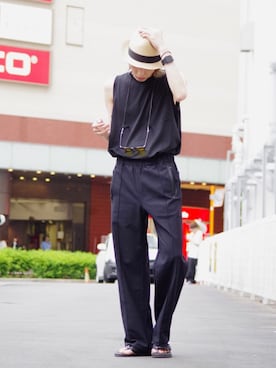 「lot holon（ロットホロン）のアイテム（パンツ）」を使った、よしきさん（メンズ・173cm）の夏コーディネート