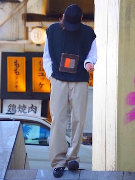 「lot holon（ロットホロン）のアイテム（パンツ）」を使った、よしきさん（メンズ・173cm）の秋コーディネート