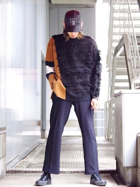 「lot holon（ロットホロン）のアイテム（パンツ）」を使った、よしきさん（メンズ・173cm）の秋コーディネート