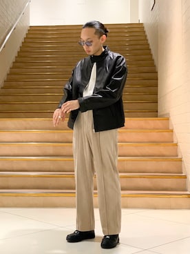 「Lui's（ルイス）のアイテム（ライダースジャケット）」を使った、よしきさん（メンズ・173cm）の秋コーディネート