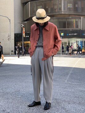「DAIRIKU」｜「アイテム（スラックス）」を使った、よしきさん（メンズ・173cm）の春コーディネート