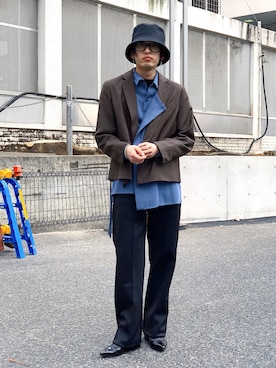 「lot holon（ロットホロン）のアイテム（スラックス）」を使った、よしきさん（メンズ・173cm）の春コーディネート