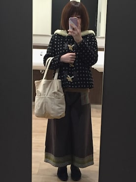 「エスニック」｜「アイテム（ダッフルコート）」を使った、てるるんさん（レディース・157cm）の冬コーディネート