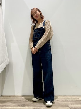「GU（ジーユー）のアイテム（オールインワン・サロペット）」を使った、konomiさん（レディース・160cm）の春コーディネート