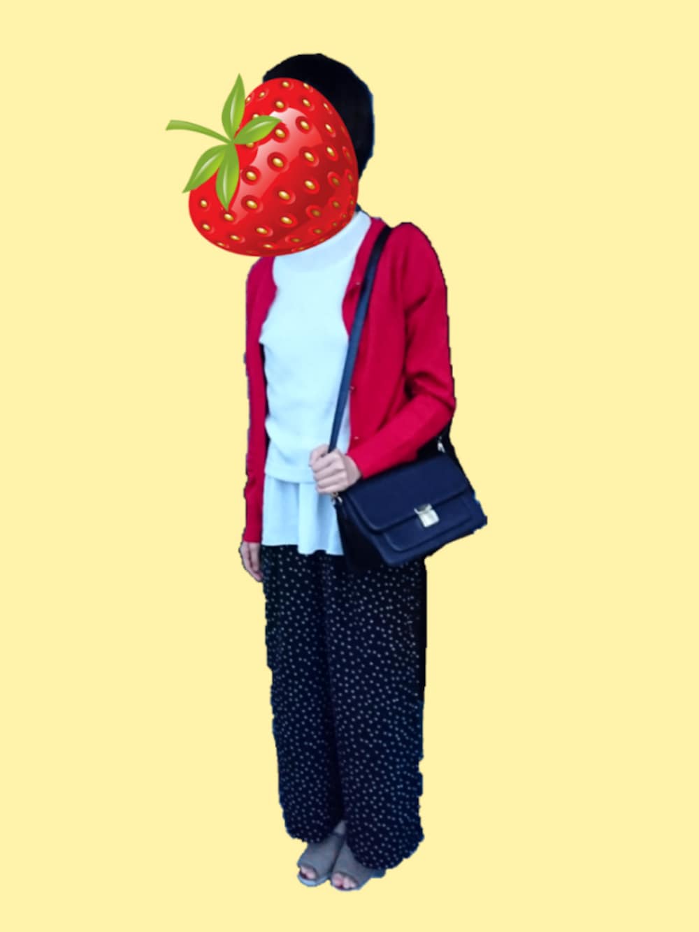 「シンプルコーデ、カーディガン、ドット、ワイドパンツ、フリンジ、GU、カジュアル、春コーデ、ootd、着回しコーデ」｜「GUのアイテム（サンダル、ブラウン系）」を使った、sayaさん（レディース・163cm）の春コーディネートの1枚目の写真