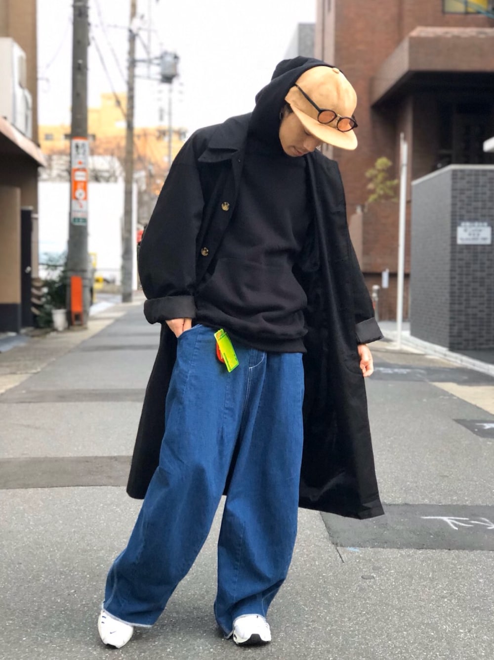 「冬アウター着回しチャレンジ、冬のコーデ、お洒落さんとつながりたい、冬、ootd、ブラック、古着好きな人と繋がりたい、古着MIX、NIKE、相互フォロー」｜「usedのアイテム（ジャケット/アウター、ブラック系）」を使った、takahiro さん（メンズ・170cm）の冬コーディネートの1枚目の写真
