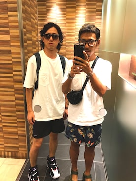 「Ray-Ban（レイバン）のRay-Ban / Wayfarer CLR（メガネ）」を使った、KIM ®️YOさん（メンズ・168cm）の夏コーディネート