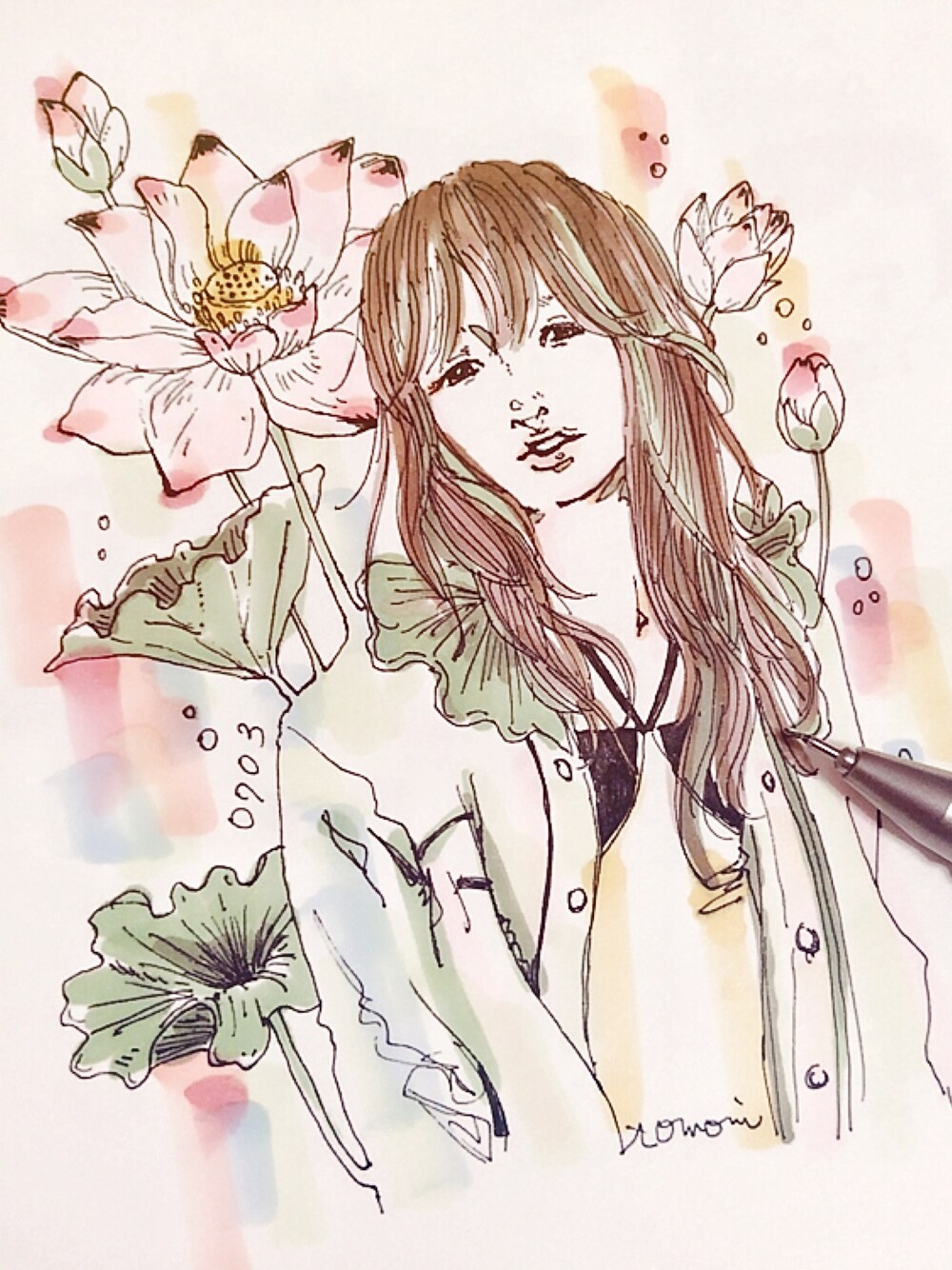 「YUKI、birthday、flower、蓮」｜「知海のアイテム（ポスター/アート、パープル系）」を使った、知海さん（レディース・156cm）の夏コーディネートの1枚目の写真