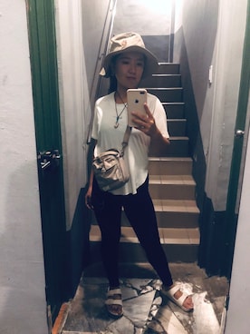 「travel」｜「アイテム（帽子）」を使った、eleen1013さん（レディース・158cm）の夏コーディネート