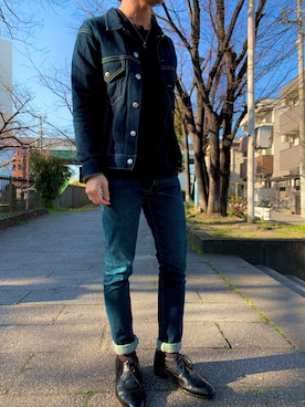 「Lui's（ルイス）のアイテム（デニムジャケット）」を使った、sho_163cmさん（メンズ・162cm）の春コーディネート