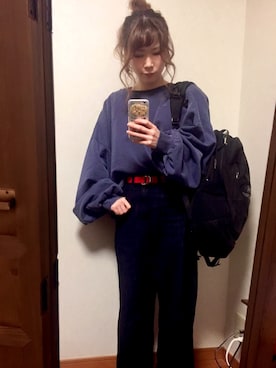 「BEAMS（ビームス）のアイテム（バックパック/リュック、ブラック系）」を使った、minamiさん（レディース・156cm）の冬コーディネート