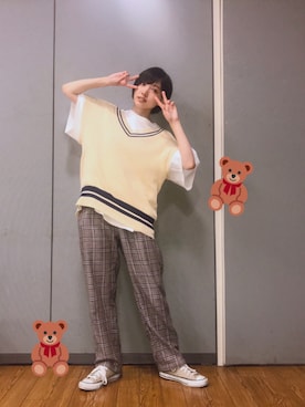 「Chaos（カオス）のアイテム（スラックス）」を使った、おおたゆうりさん（レディース・163cm）の夏コーディネート