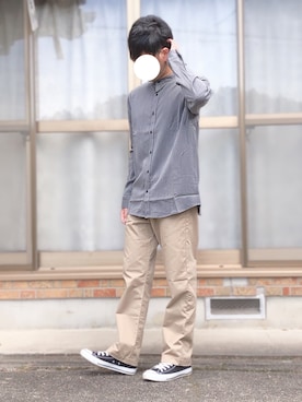 「しまむら（シマムラ）のアイテム（チノパンツ）」を使った、fumiyaさん（メンズ・170cm）の春コーディネート
