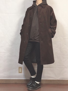 「アイテム（ステンカラーコート）」を使った、fumiyaさん（メンズ・170cm・20代）の冬コーディネート