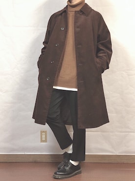 「アイテム（ステンカラーコート）」を使った、fumiyaさん（メンズ・170cm・20代）の冬コーディネート