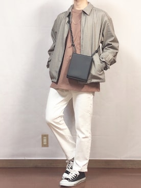 「EDWIN」｜「アイテム（ブルゾン）」を使った、fumiyaさん（メンズ・170cm）の春コーディネート