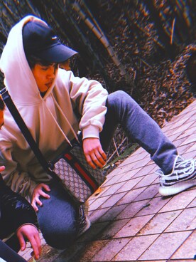 「AZUL（アズール）のアイテム（キャップ）」を使った、super  manさん（メンズ・165cm）の夏コーディネート