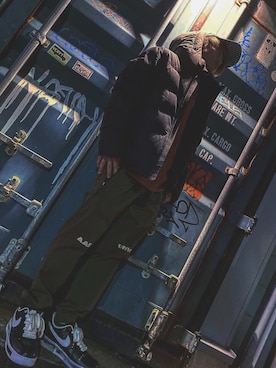 「AAPE BY A BATHING APE（エーエイプバイアベイシングエイプ）のアイテム（パンツ）」を使った、super  manさん（メンズ・165cm）の夏コーディネート