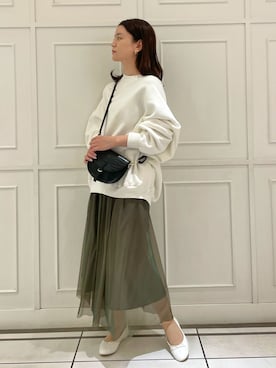 「Rougevif」｜「アイテム（バレエシューズ）」を使った、yunaさん（レディース・161cm）の冬コーディネート