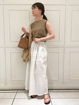 「Rouge vif（ルージュヴィフ）のアイテム（かごバッグ）」を使った、yunaさん（レディース・161cm）の春コーディネート