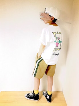 「LEGURUS STANDARD（レグルススタンダード）のアイテム（キャップ）」を使った、ZETTOさん（キッズ・121cm）の夏コーディネート
