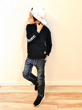 「LEGURUS STANDARD（レグルススタンダード）のアイテム（キャップ）」を使った、ZETTOさん（キッズ・124cm）の秋コーディネート