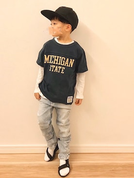 「アイテム（サンダル）」を使った、ZETTOさん（キッズ・100cm）の冬コーディネート