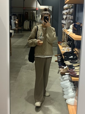 「UNIQLO（ユニクロ）のクルーネックT（半袖）（Tシャツ/カットソー）」を使った、miwaさん（レディース・155cm）の秋コーディネート