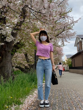 「coca（coca）（コカ）のアイテム（帽子）」を使った、miwaさん（レディース・155cm）の春コーディネート