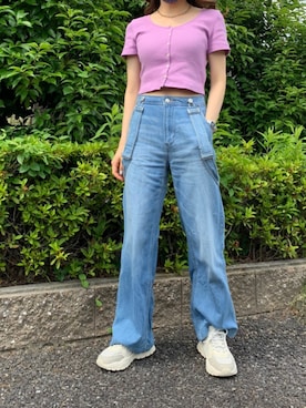 「GAP（ギャップ）のアイテム（サロペット/オーバーオール）」を使った、miwaさん（レディース・155cm）の春コーディネート