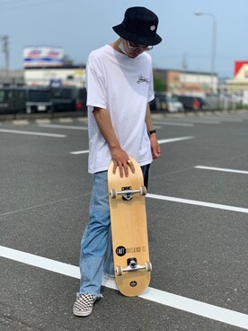 「アイテム（スリッポン）」を使った、Yun  Yuzさん（メンズ・173cm・20代）の春コーディネート