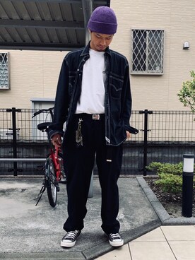 「CONVERSE TOKYO（コンバーストウキョウ）のアイテム（シューズ）」を使った、Yun  Yuzさん（メンズ・173cm）の春コーディネート