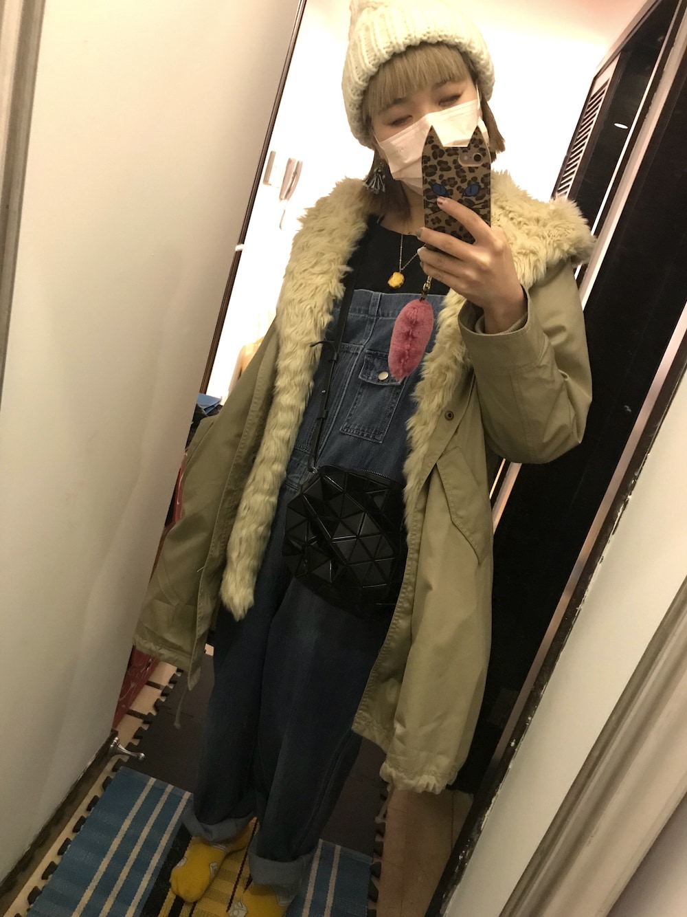 「homesweethome、earth music&ecology、Samansa Mos2、BAOBAO ISSEY MIYAKE、rainyday、MASK」｜「WEGOのWEGO/チャンキーニットキャップ（ニットキャップ/ビーニー、ホワイト系）」を使った、imbo2koさん（レディース・158cm）の春コーディネートの1枚目の写真