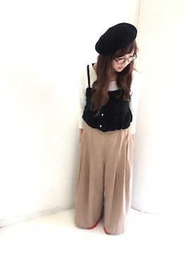 「RETRO GIRL（レトロガール）のアイテム（キャミソール、ブラック系）」を使った、yukariさん（レディース・153cm）の春コーディネート