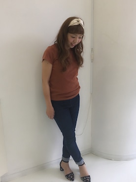 「UNIQLO（ユニクロ）のアイテム（Tシャツ/カットソー、ブラウン系）」を使った、yukariさん（レディース・153cm）の夏コーディネート
