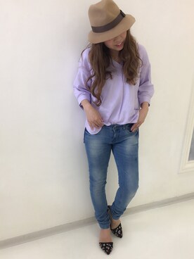 「PAGEBOY（ページボーイ）のアイテム（ハット、ベージュ系）」を使った、yukariさん（レディース・153cm）の夏コーディネート